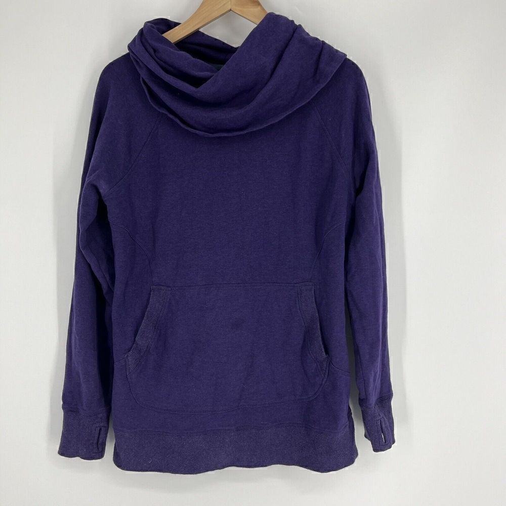 LL Bean Sweatshirt Size Medium Petite Womens Purple Cozy Pullover Cowl Neck Top